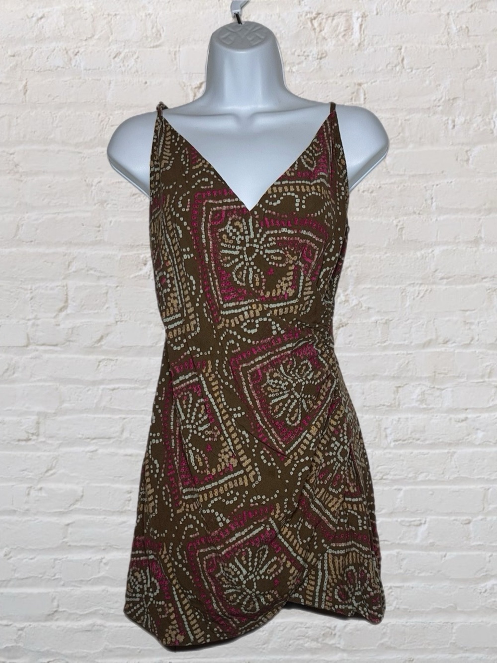 Urban Outfitters Brown & Multi Color Bohemian Motif Mini Dress in Size Medium